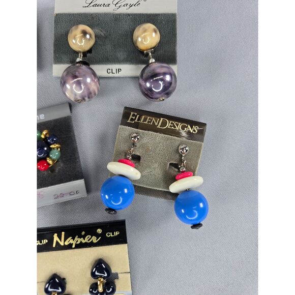 Lot of 8 Clip-on 80s 90s Earrings Carol Duaplaise Liz Claiborne Napier Marvella - Picture 5 of 8